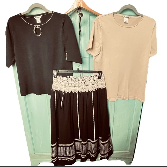 Peter Nygard Dresses & Skirts - Peter Nygard 3 Piece Outfit Full Lined Skirt 2 Short Sleeve Tops Size M (10-12)